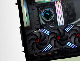 Thermaltake themed gaming PC with vertical mount GPU