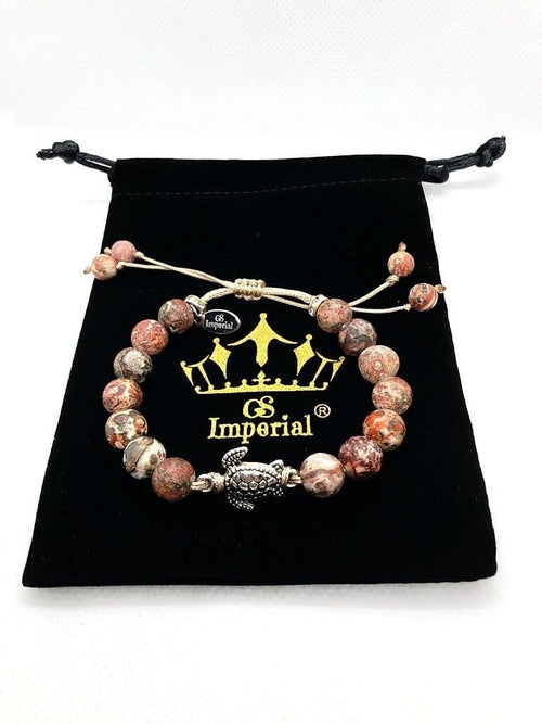 GS Imperial® Dames Armband Met Schildpad | Natuursteen Armband Vrouwen Met Schildpadje & Approx Kralen