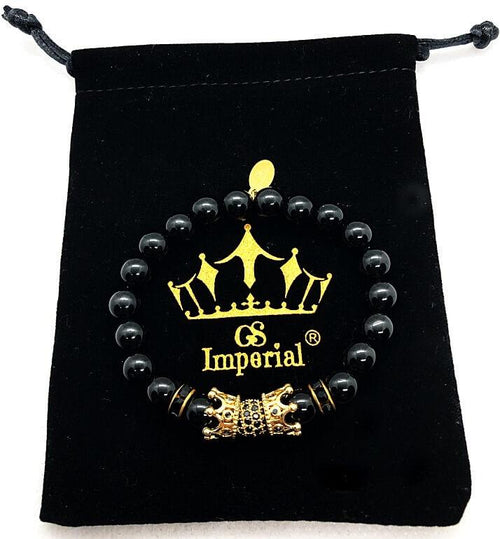 GS Imperial® Dames Armband Met Kroon | Natuursteen Armband Met Agaat Kralen