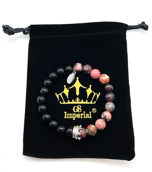 GS Imperial® Dames Armband Met Kroon | Natuursteen Armband Vrouwen Met Agaat, Lapis Lazuli, Malachiet & Chrysocolla Kralen