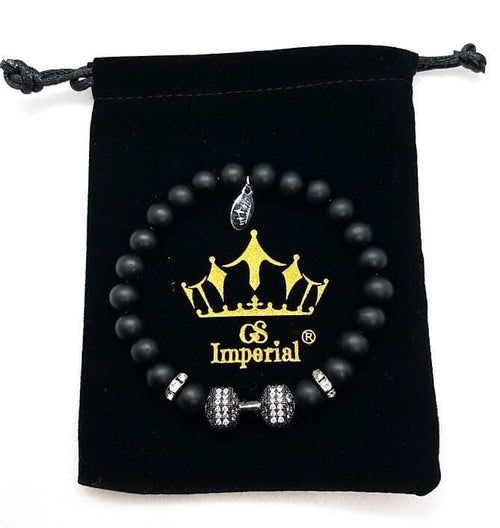 GS Imperial® Heren Fitness Armband | Natuursteen Armband Mannen Met Dumbbell & Agaat Kralen