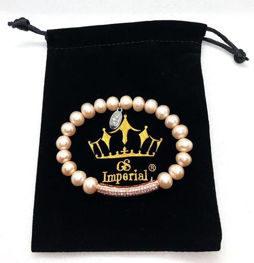 GS Imperial® | Dames Parelarmband | Parelarmbandje | Zoetwaterparel Armband | Rose Gold Color | Rose Goud Verkleurd