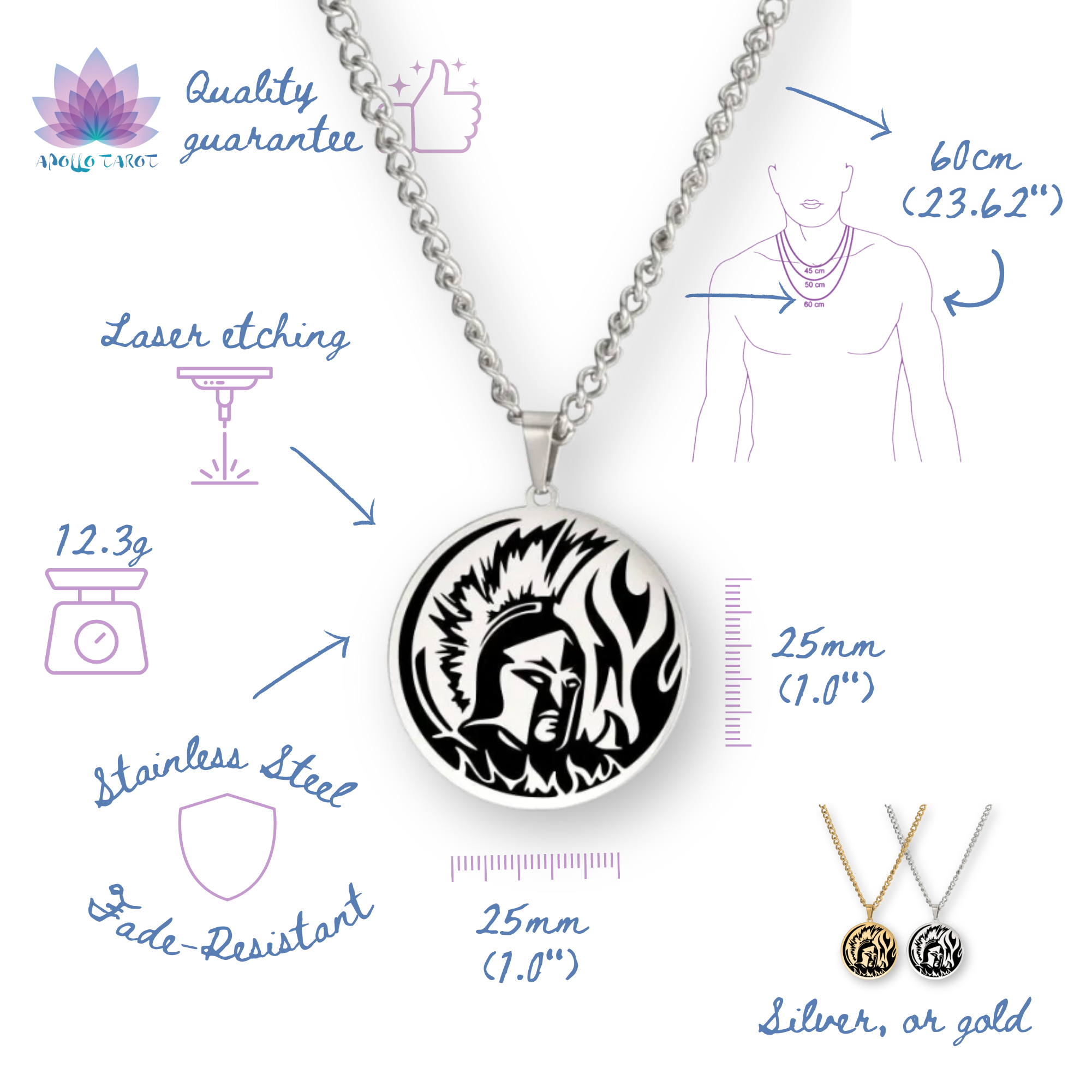 Greek Mythology Necklace | Pagan Worship Jewelry | Apollo Tarot Shop