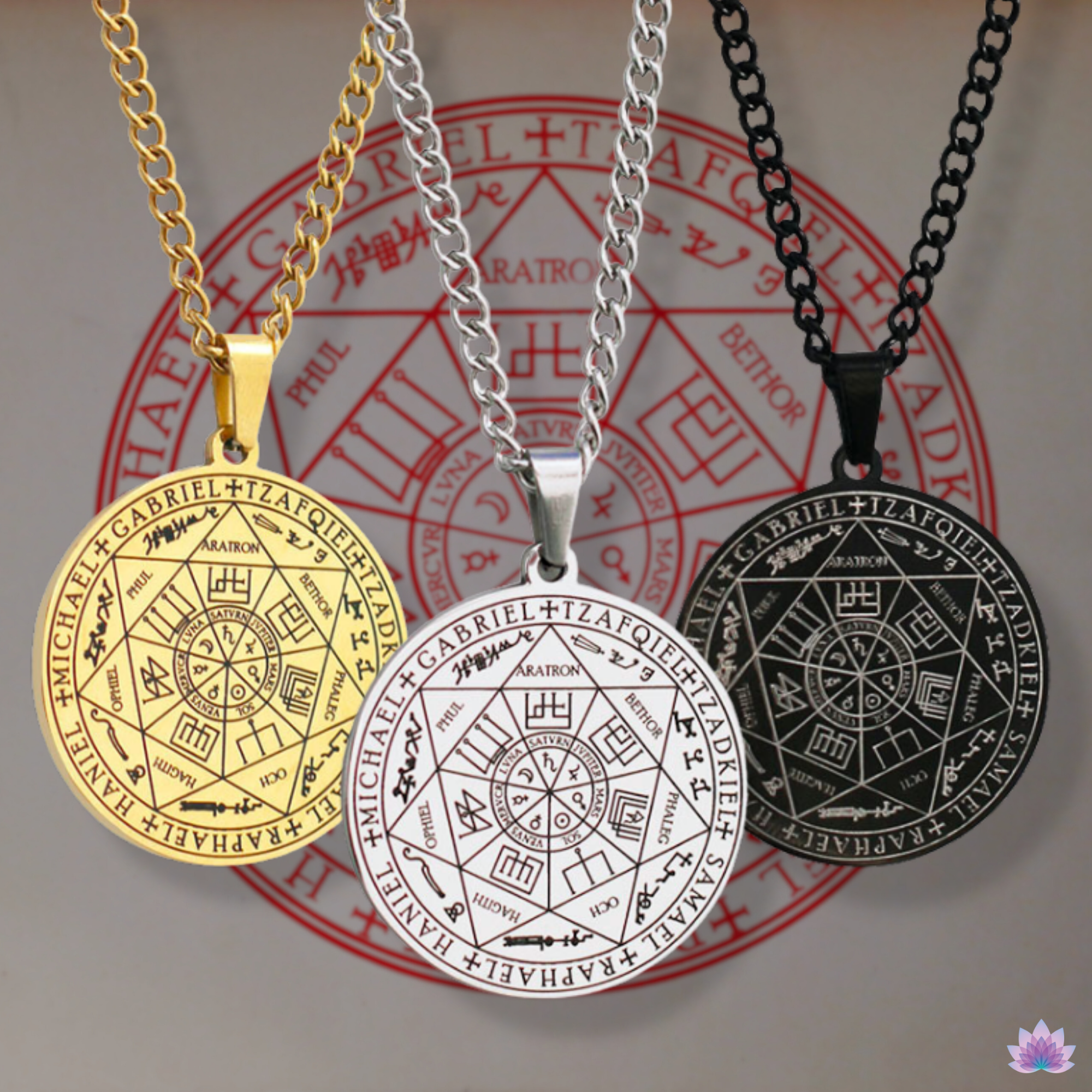 7 Archangels Sigil Charm Necklace • Seal of Solomon Pendant • Kabbalah Astrology Protection Amulet • Magick Talisman Jewelry • Apollo Tarot Shop