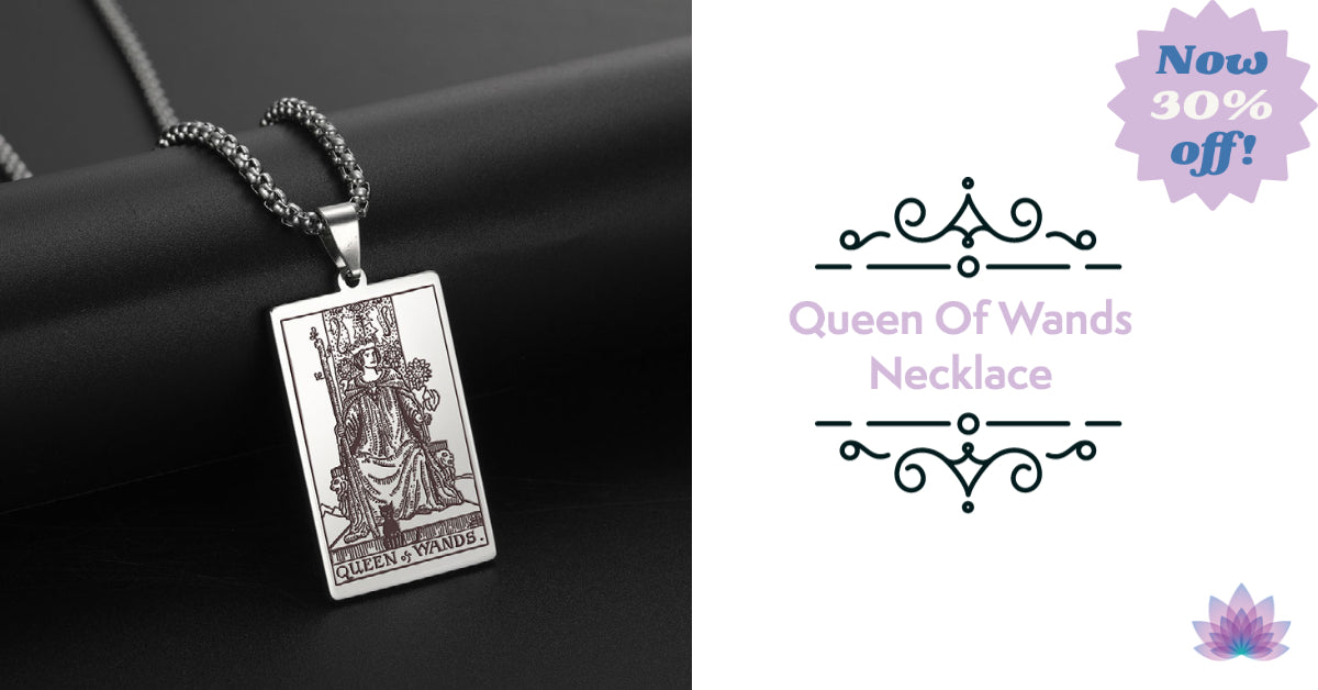 Queen Of Wands Tarot Card Necklace | Apollo Tarot | 30% Off