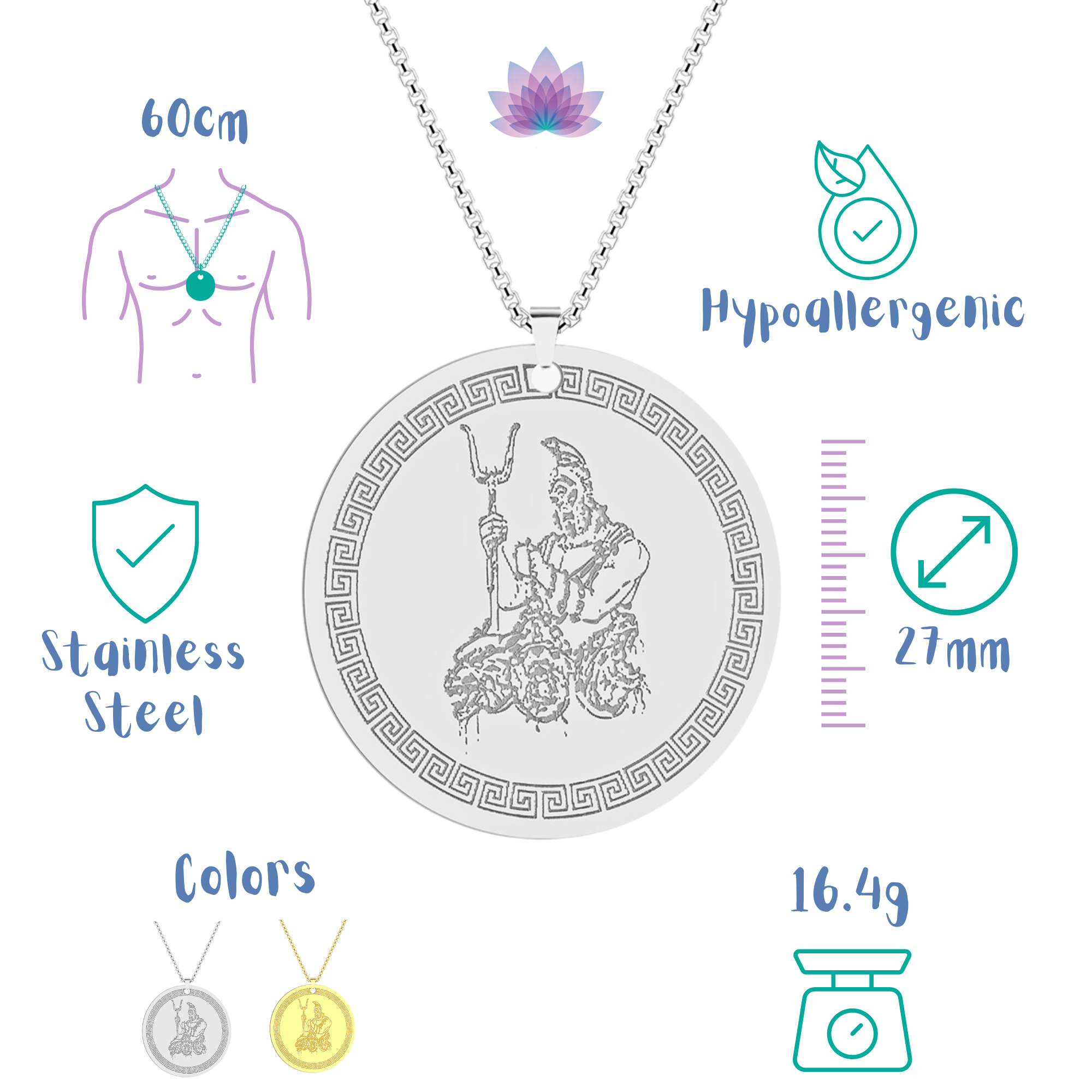 Hades-&-Cerberus-Greek-Mythology-Necklace-Chthonic-God-Of-The-Underworld-Pendant-Silver-Or-Gold-Plated-Stainless-Steel-Charm-Jewelry | Apollo Tarot Jewelry Shop