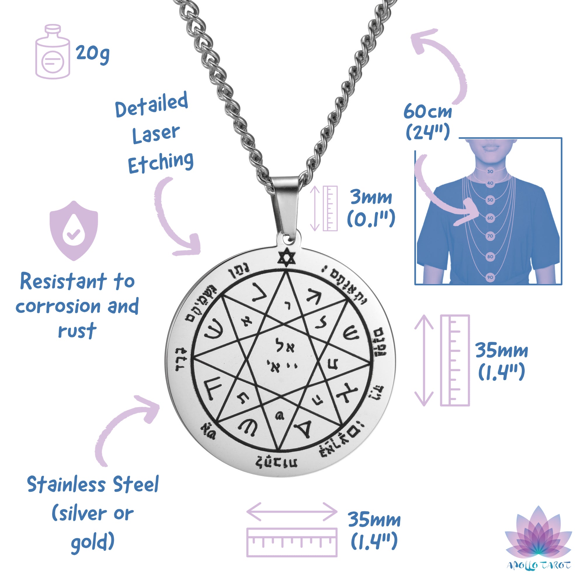 Customizable Key Of Solomon's Pentacles Necklace | Apollo Tarot Shop