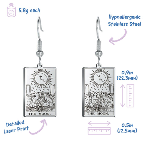 Classic Tarot Card Earrings | Major Arcana Silver or Gold Dangle Pendants | Apollo Tarot Shop