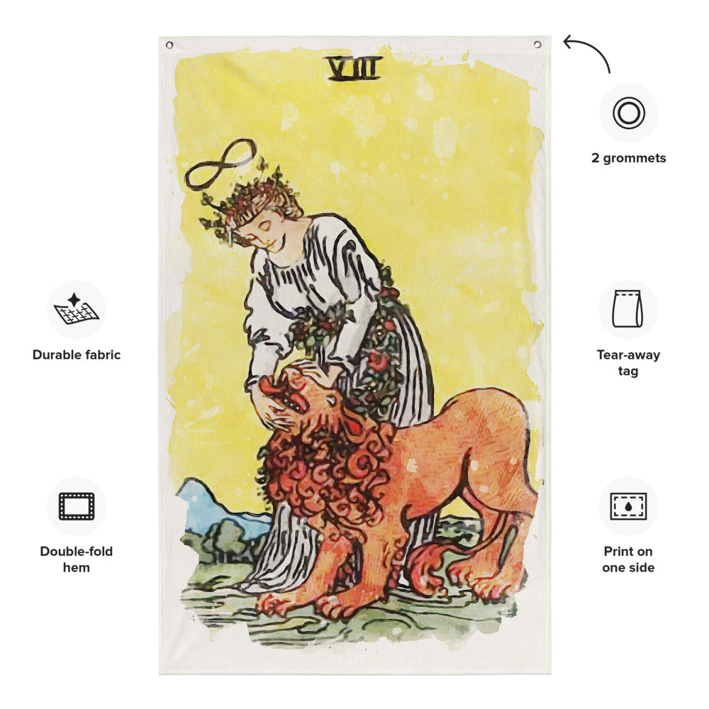 Tarot Tapestry | Strength Tarot Card Flag | Apollo Tarot