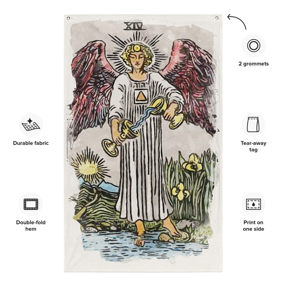 Tarot Wall Tapestry | Temperance Tarot Card Flag | Apollo Tarot