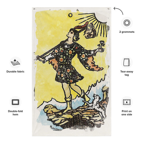 Tarot Wall Tapestry | Fool Tarot Card Flag | Apollo Tarot