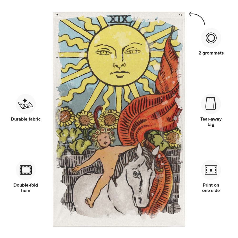 Tarot Tapestry | The Sun Tarot Card Flag | Apollo Tarot