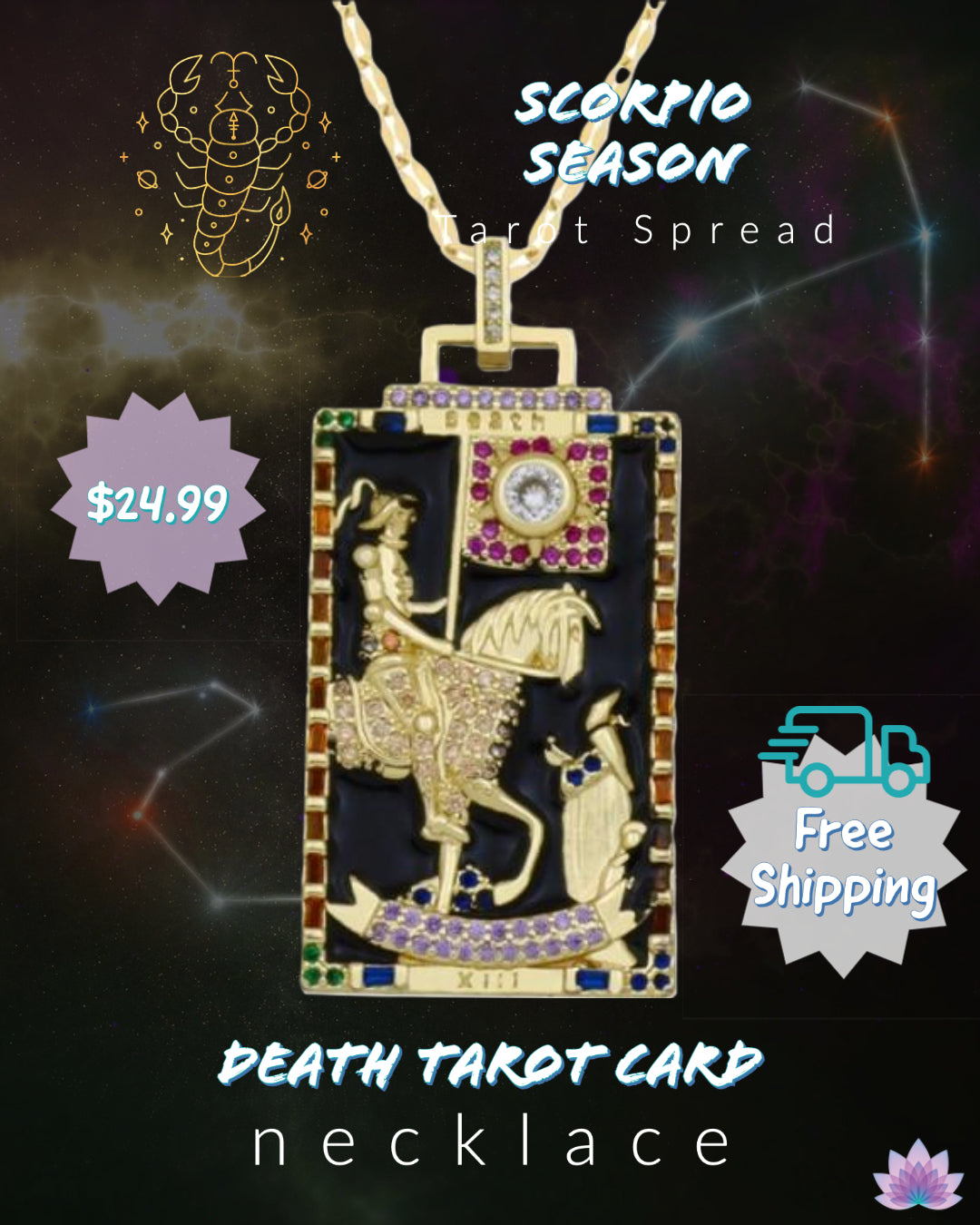 Death Tarot Card Necklace | Scorpio Season 2021 Tarot Spread | Apollo Tarot