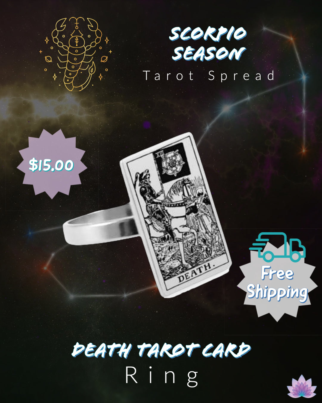 Death Tarot Card Ring | Apollo Tarot Shop
