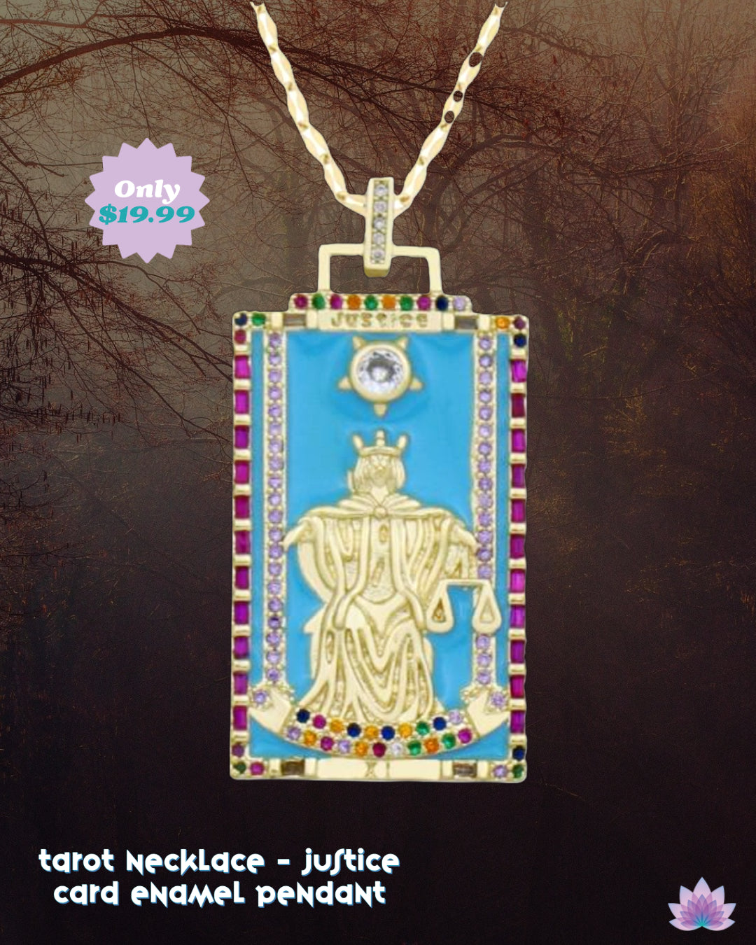 Tarot Necklace Of The Justice Tarot Card For Only $35 | Equinox & Libra Season Tarot Spread | Apollo Tarot