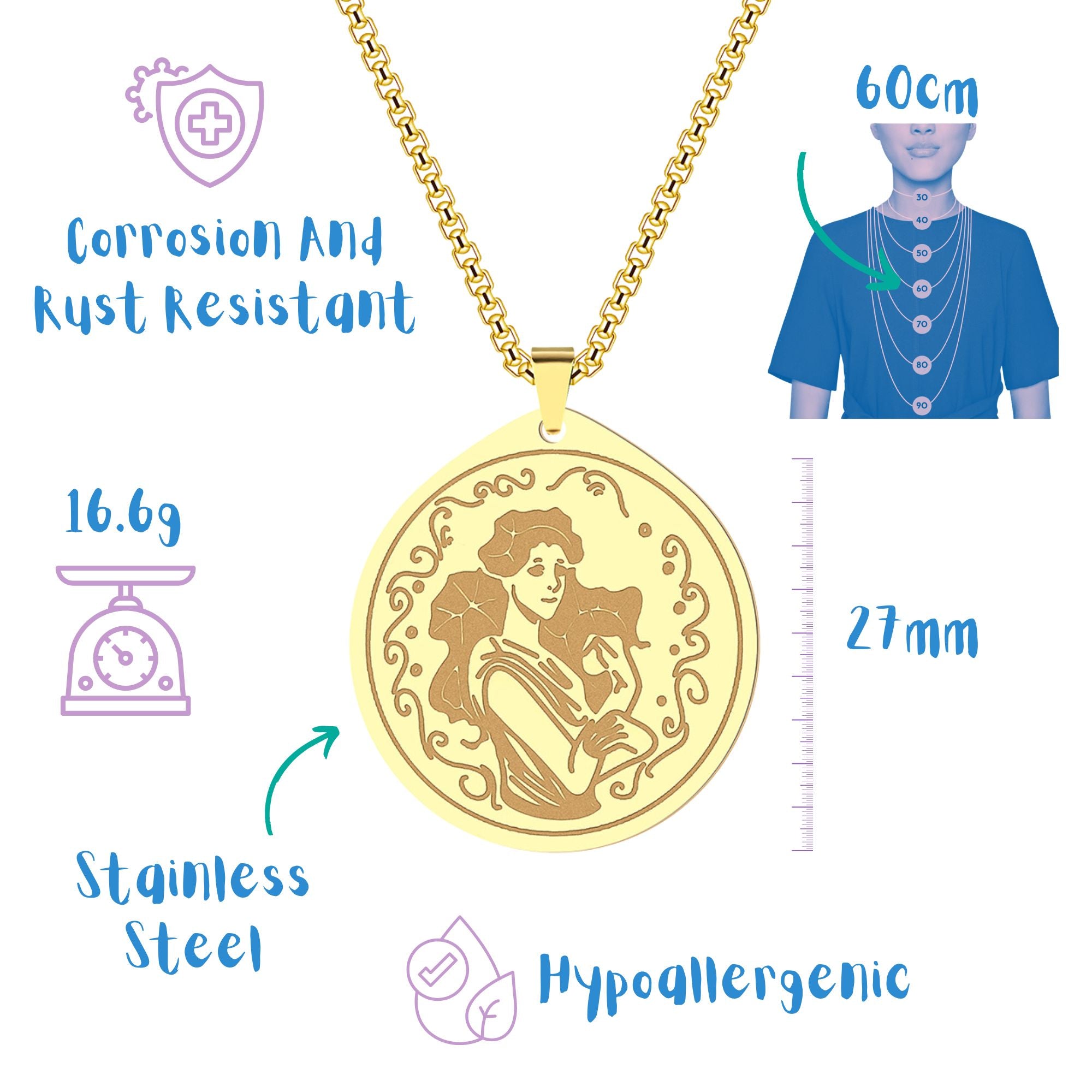 Persephone Necklace Measures And Feats | Apollo Tarot Jewelry Shop