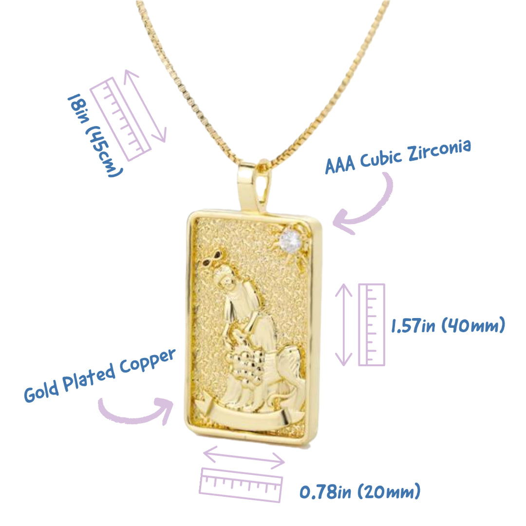 Golden Tarot Card Necklace Measures | Shop Apollo Tarot