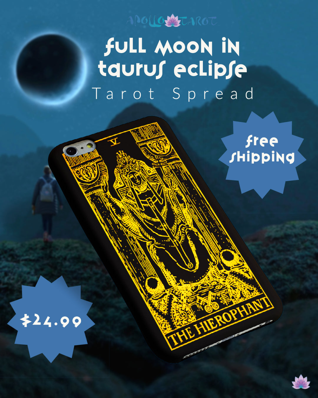Full Moon In Taurus 2021 Eclipse Tarot Spread | The Hierophant Tarot Card Phone Case |Apollo Tarot Blog