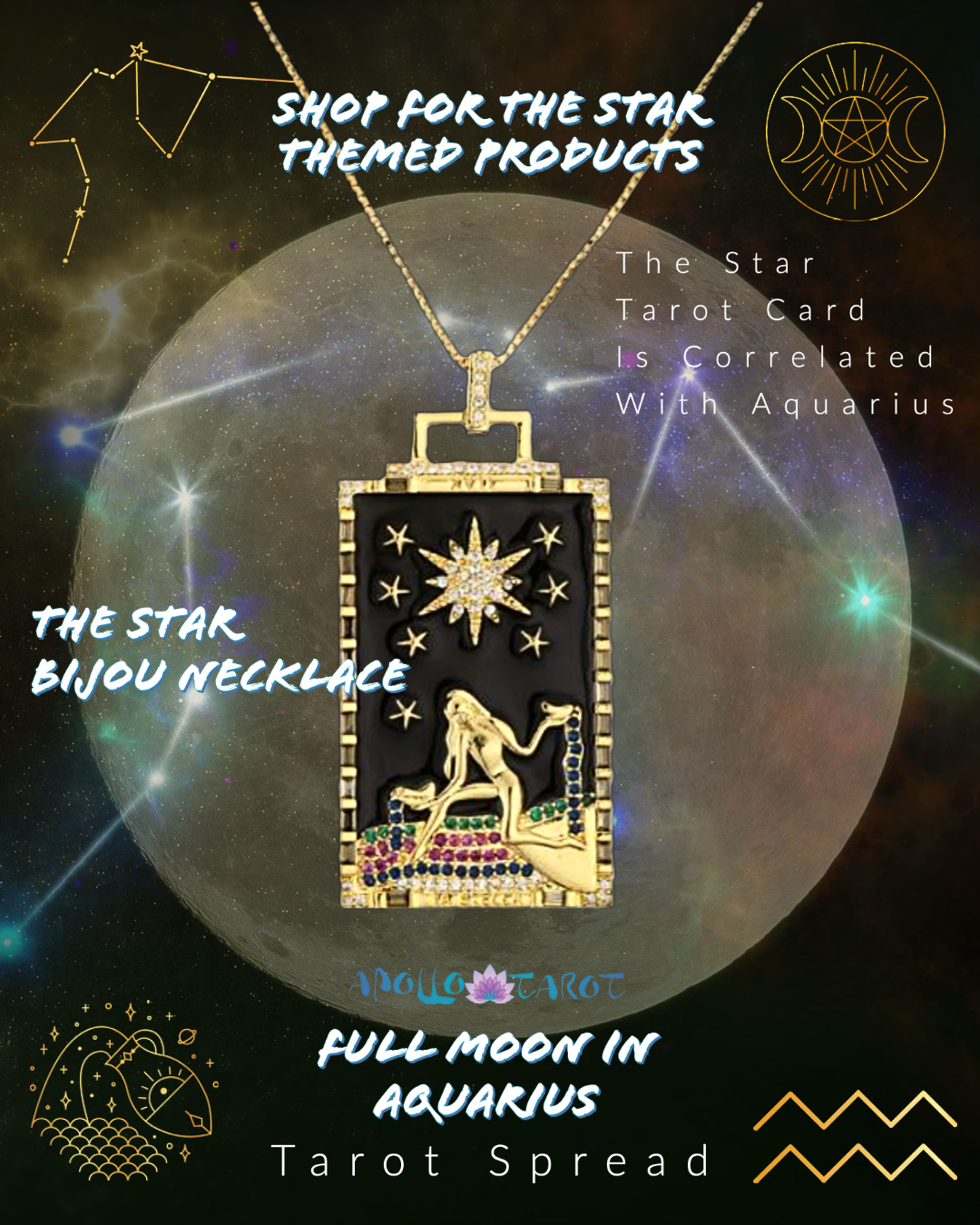 Bijou Tarot Cards Necklace | The Star Tarot Card | Apollo Tarot