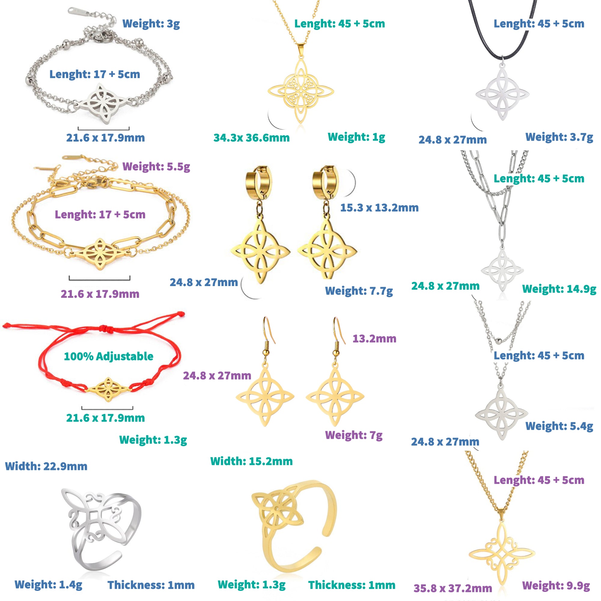 Witch Knot Jewelry Set | Measures | Apollo Tarot Shop
