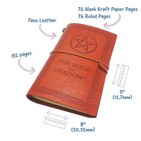 Book of Shadows: Faux Leather Journal | Notepad For Spell Record and Magick Gifts | Apollo Tarot