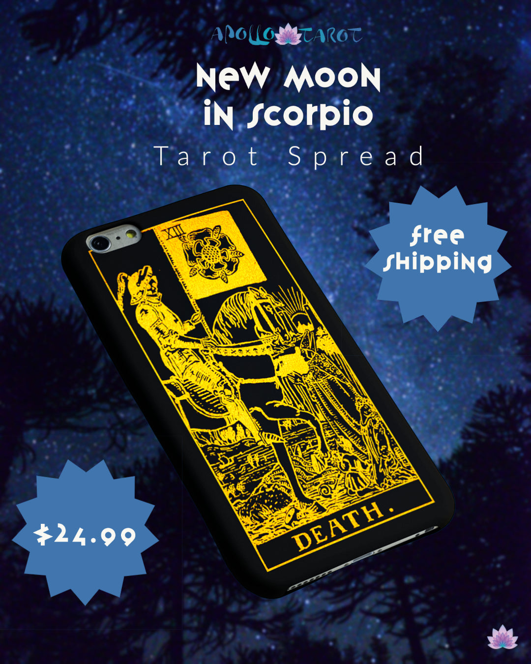 Death Tarot Card Phone Case | New Moon in Scorpio 2021 Tarot Spread | Apollo Tarot