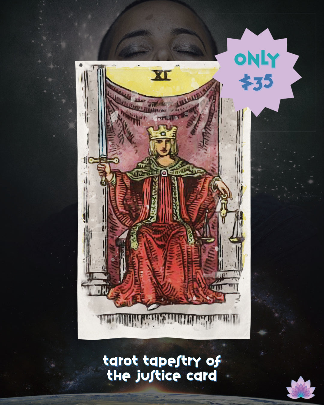The Justice Tarot Card Wall Tapestry | Apollo Tarot Shop | New Moon In Libra 2021