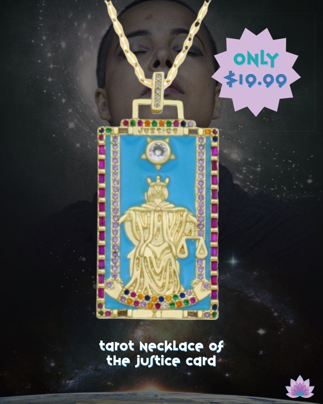 Tarot Necklace Of The Justice Tarot Card | Apollo Tarot Shop