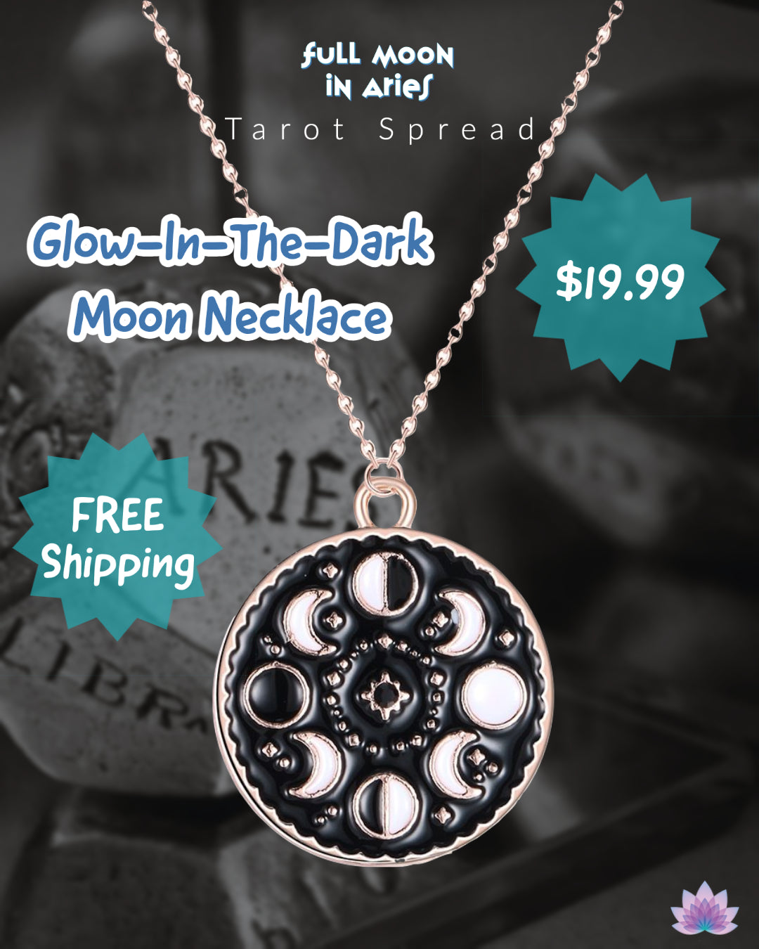 Glow-In-The-Dark Moon Necklace | Full Moon In Aries 2021 Tarot Spread | Apollo Tarot
