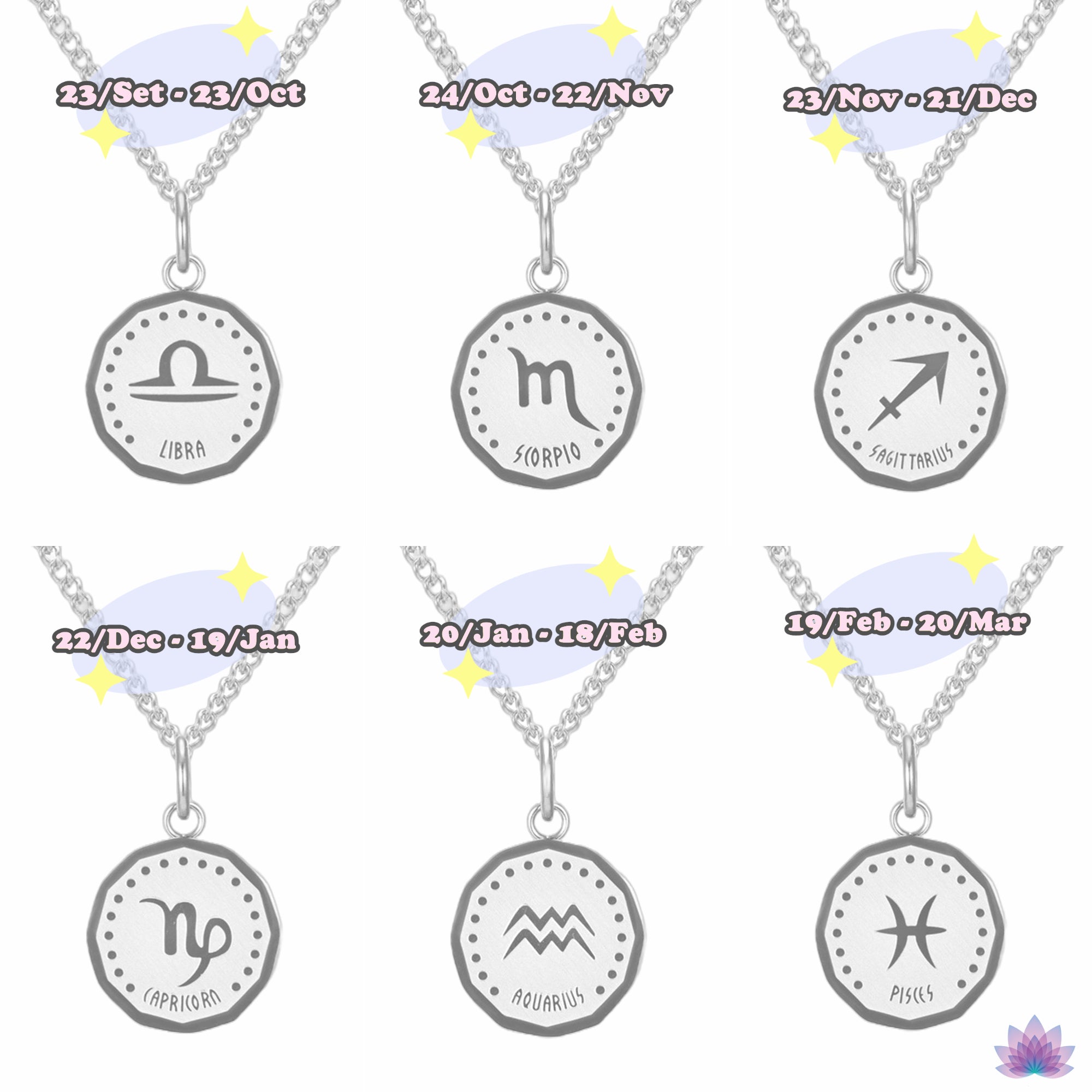Zodiac Necklace | 12 Signs Dates | Apollo Tarot