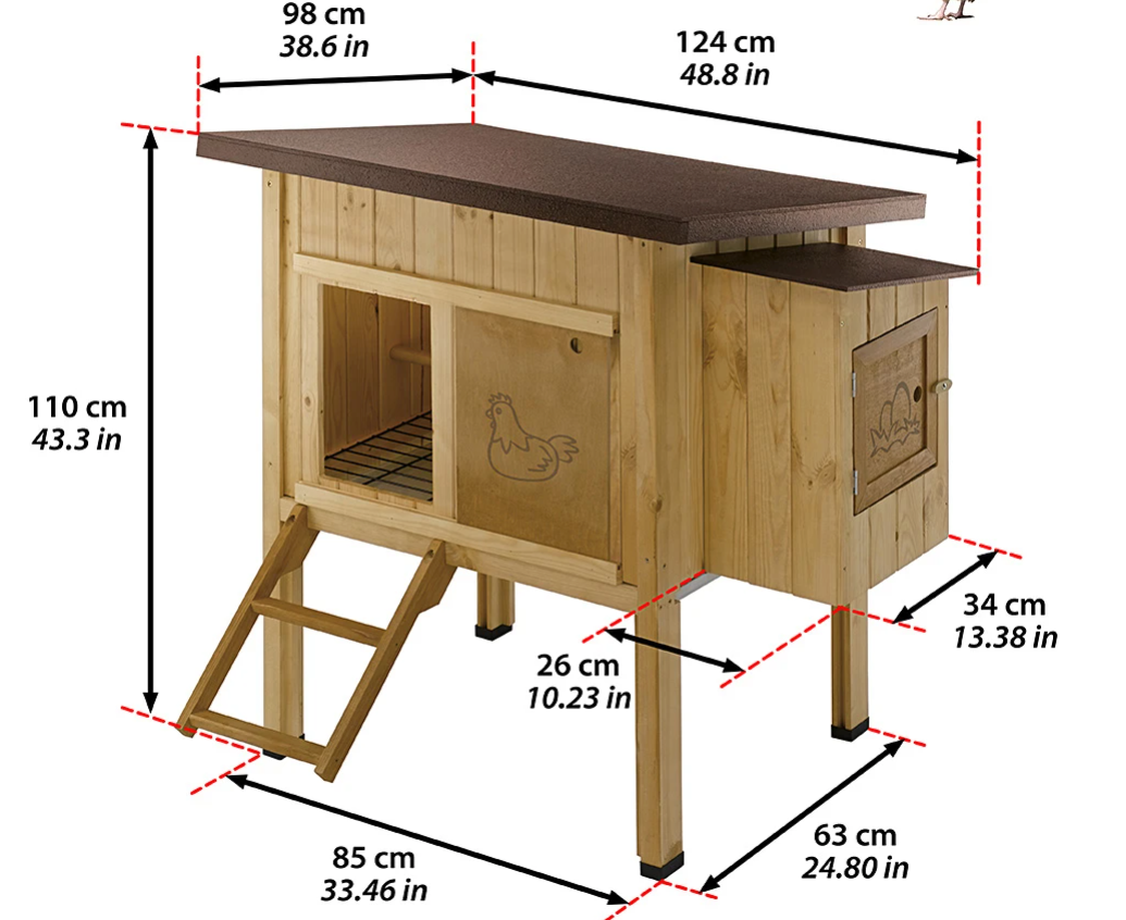 Dimensions poulailler CHARLIE avec enclos