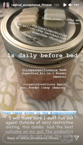 Screenshot of Instagram Post showing health supplements