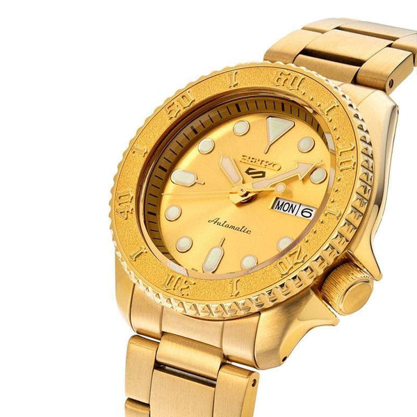 Seiko 5 Sports 100M Automatic Men's Watch All Gold Plated SRPE74K1