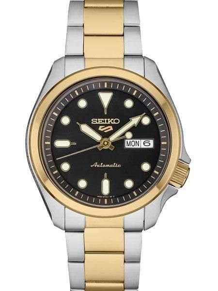 Seiko 5 Sports 100M Automatic Men's Watch Black Dial 2 Tone Gold Plate –  Diligence1International