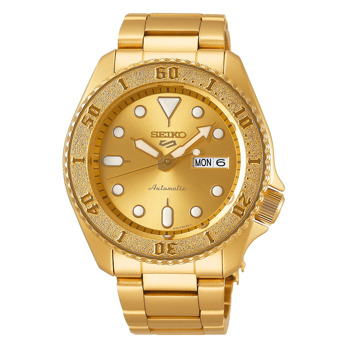 Seiko 5 Sports 100M Automatic Men's Watch All Gold Plated SRPE74K1 –  Diligence1International