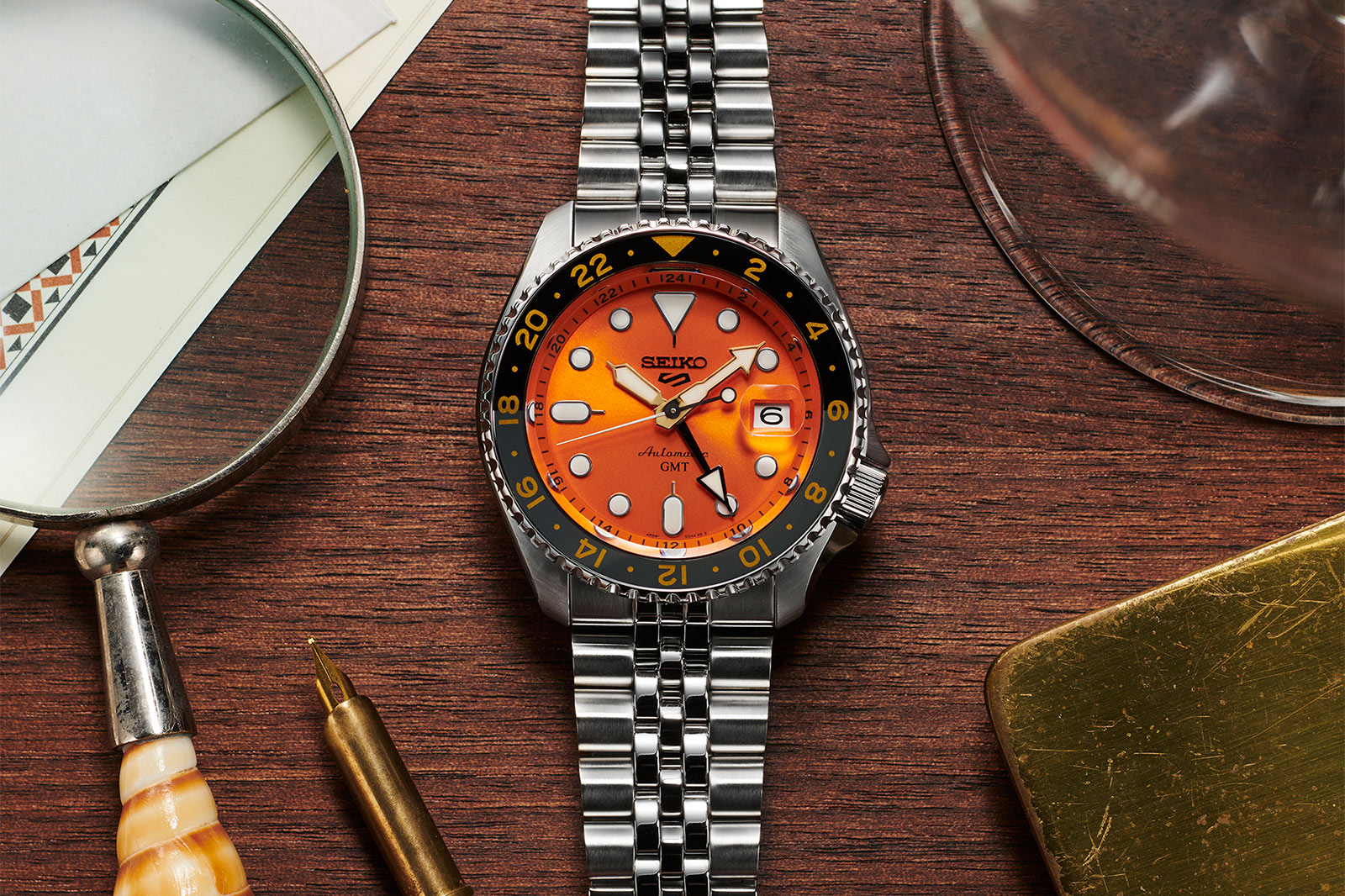Seiko 5 100M GMT Style Orange Dial Automatic Watch SSK005K1 –  Diligence1International