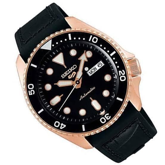 Seiko 5 Sports 100M Automatic Men's Leather Strap Watch Black Bezel Di –  Diligence1International