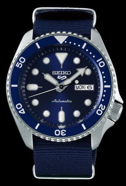 Seiko 5 Sports 100M Automatic Men's Watch Blue Bezel Dial Nylon Strap –  Diligence1International