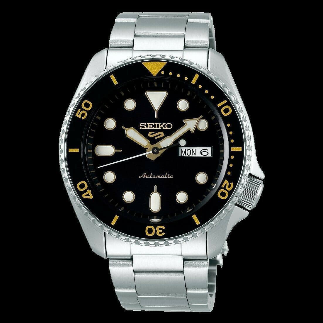 Seiko 5 Sports 100M Automatic Men's Watch Gold Black Bezel SRPD57K1 –  Diligence1International