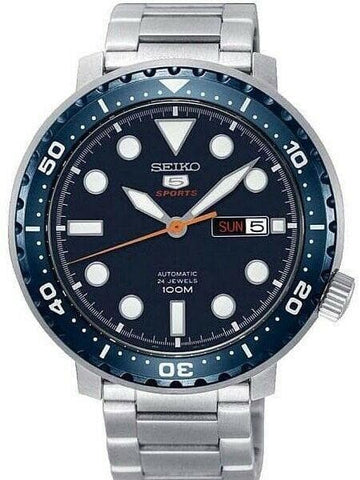 Seiko 5 Sports Bottle Cap 100M Blue Dial Blue Bezel Men's Watch SRPC63 –  Diligence1International