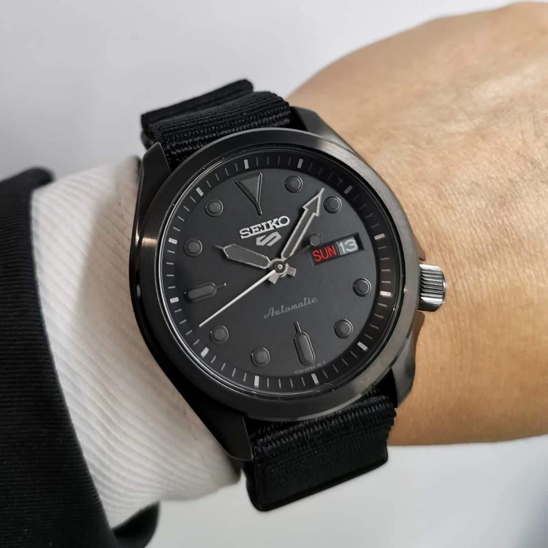 NEW Seiko 5 Sports 100M Automatic Men's Watch Stealth All BLACK Nylon –  Diligence1International