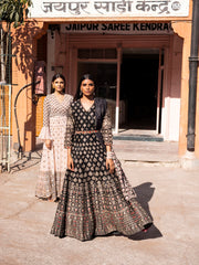 Black Chanderi Silk Anarkali Gown