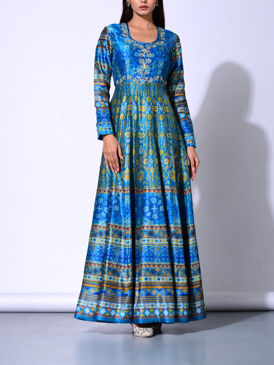 Buy Blue Vasansi Silk Anarkali Gown Online – Vasansi Jaipur