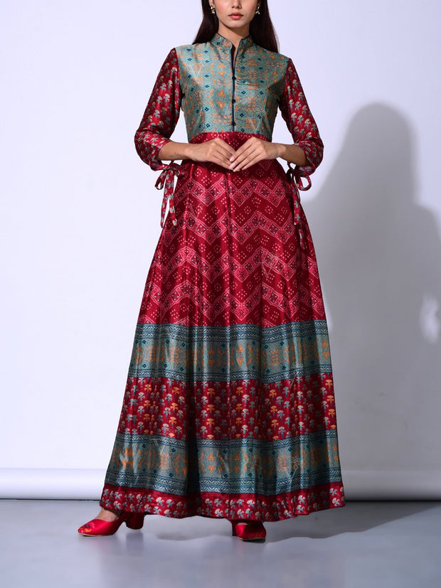 Maroon Vasansi Silk Anarkali Gown