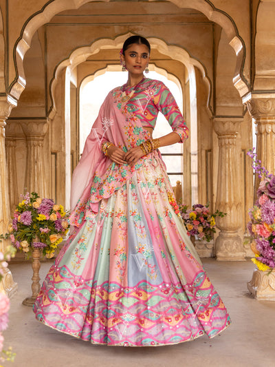 Sky Blue Embroidered Lehenga Set Design by Vasansi Jaipur at Pernia's Pop  Up Shop 2024