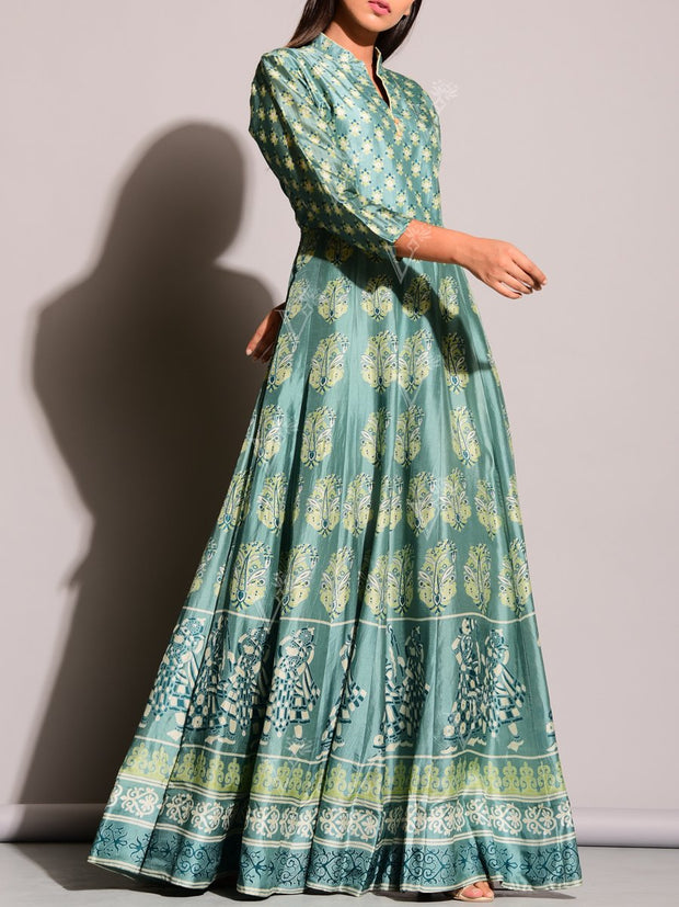 printed anarkali gown