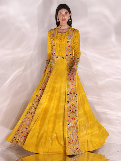 Yellow indo western on sale dress