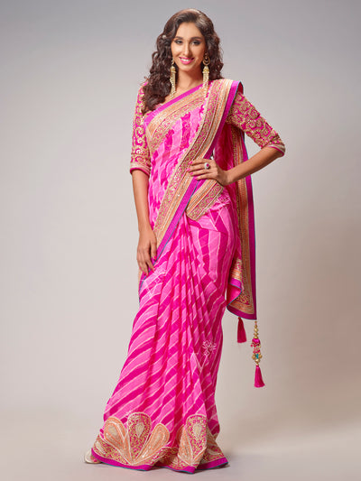 Powder Pink Chikankari Saree in Pure Georgette – Vasansi Jaipur