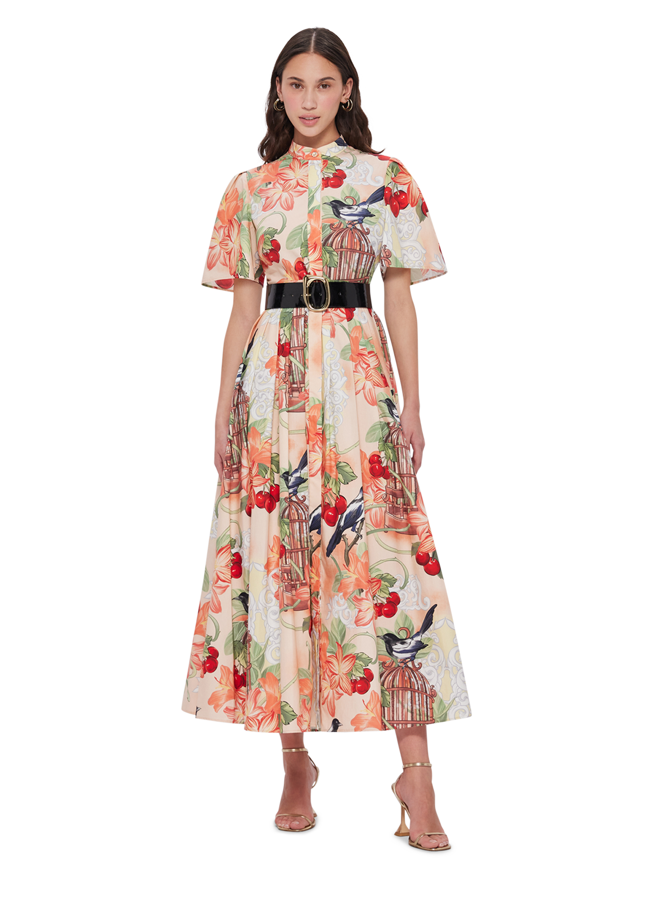 Bianca Short Sleeve Midi Dress - Azalea Print in Fortune | LEO LIN ...