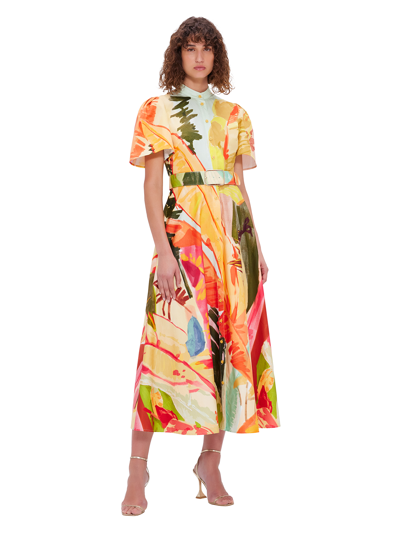 Bianca Short Sleeve Midi Dress - Rainforest Print | LEO LIN® Official ...